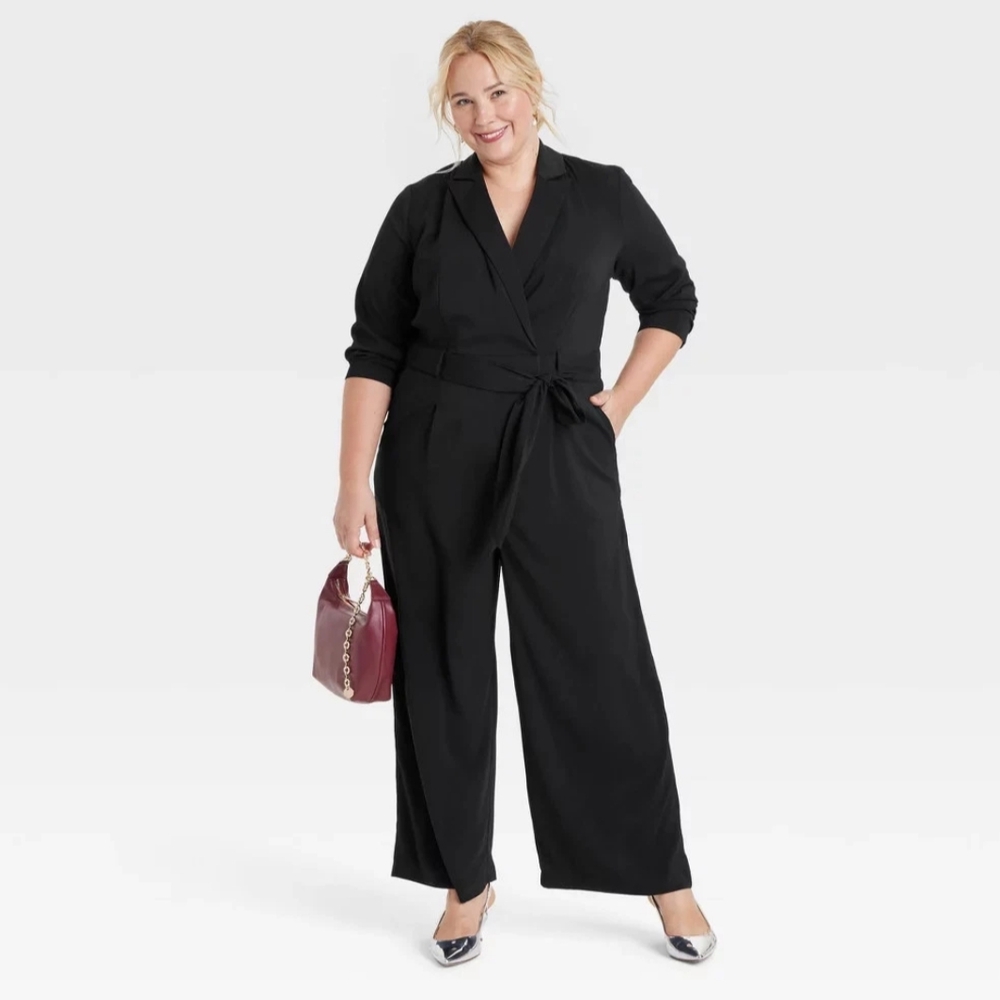 NWT Black Wrap Long Sleeve Jumpsuit Size XXL